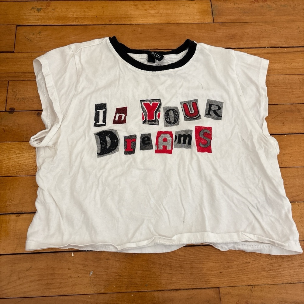 Divided White and Black Crop Top with Red Accents